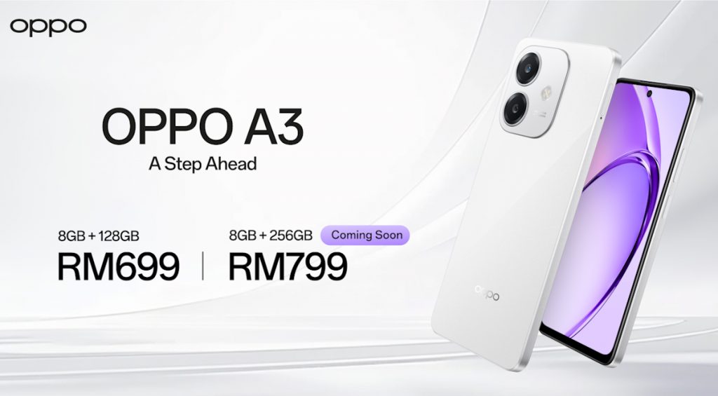 Oppo A3 Malaysia: Snapdragon 6s Gen 1, 50MP rear camera, 5100mAh battery, priced from RM699