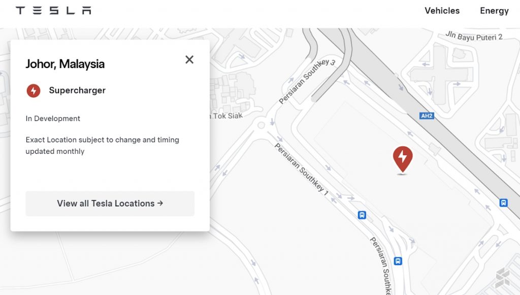 Tesla Find Us Map - Supercharger Malaysia - Sept 2024