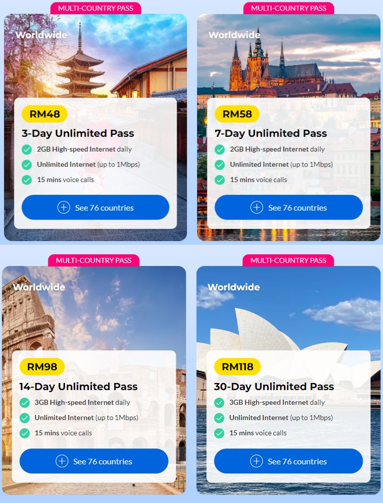 CelcomDigi's new multi-country unlimited data roaming pass. It costs more but now offers up to 3GB daily FUP.