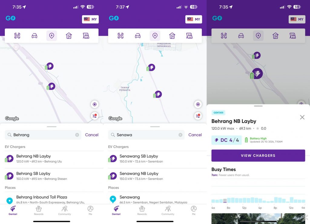 Gentari Go app now lets you check BESS battery level and Busy Times for EV charging locations