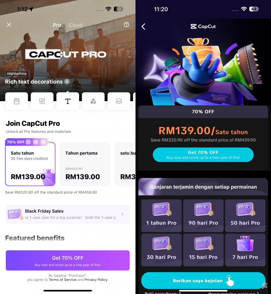 CapCut Pro plan now with 70% discount, free Pro up to 1 year