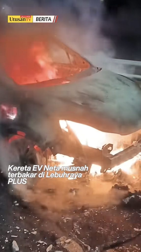 Neta V caught fire after hitting lorry tyre fragment on highway