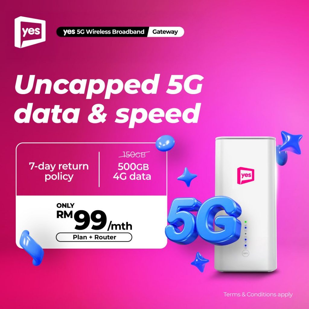 Yes 5G Wireless Broadband now with 500GB 4G quota