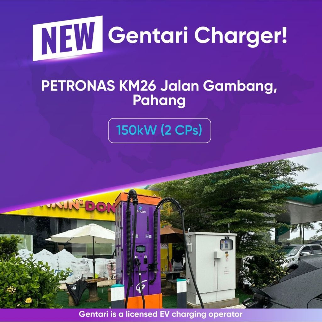 Gentari 150kW DC Charger at KM26 Petronas Gambang, Pahang