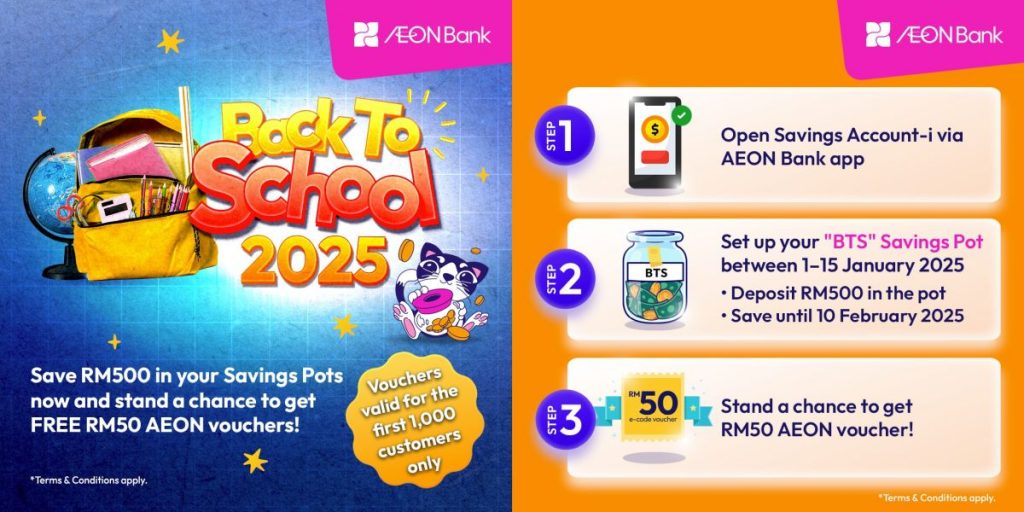 Aeon Bank Back to School promo offers RM50 Aeon Voucher