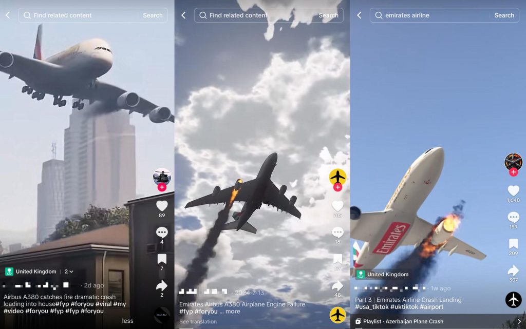 Fake Emirates plane crash video raises alarms of AI content