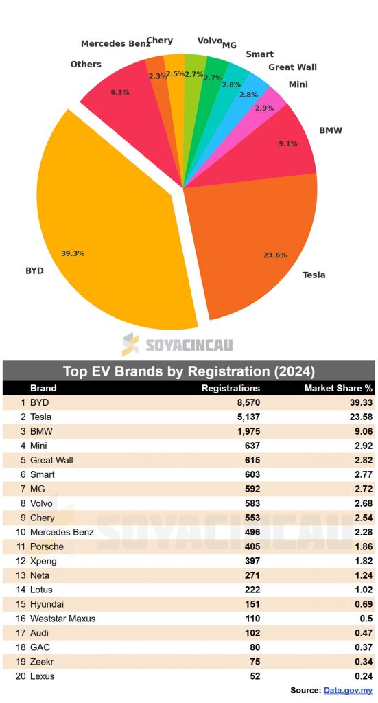 EV Registrations (Jan-Dec 2024): Malaysia’s popular EVs