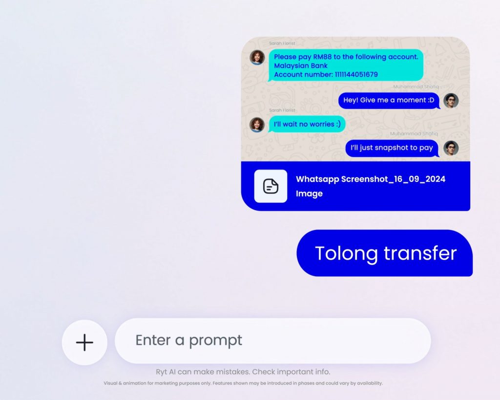 Ryt AI is able to help you initiate a fund transfer from a simple screenshot