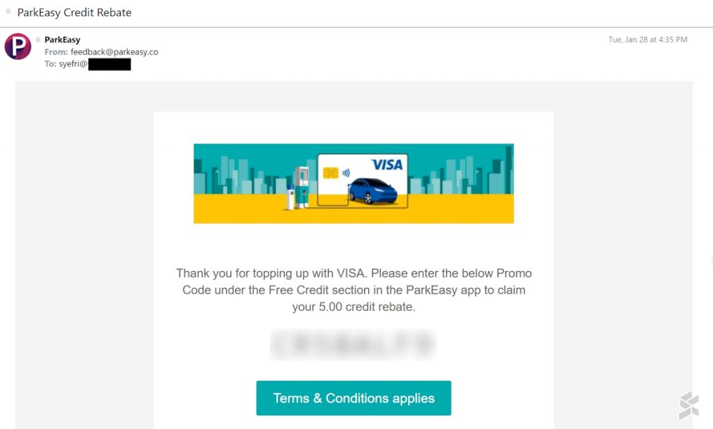 ParkEasy x Visa Credit Rebate - January 2025