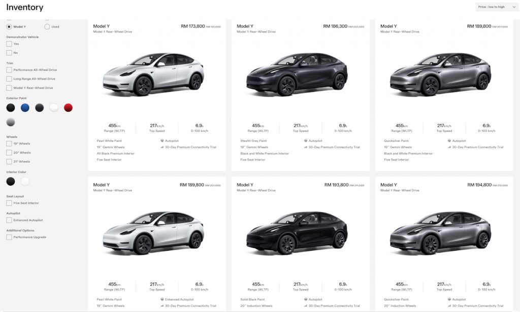 Tesla Malaysia - Model Y Inventory - January 2025