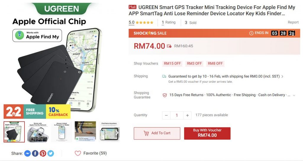 Ugreen’s AirTag alternative is super slim, priced under RM100