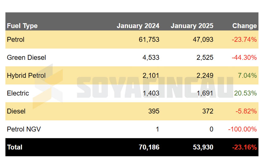 EV注册（2025年1月）：马来西亚最受欢迎的电动汽车 –  Soyacincau