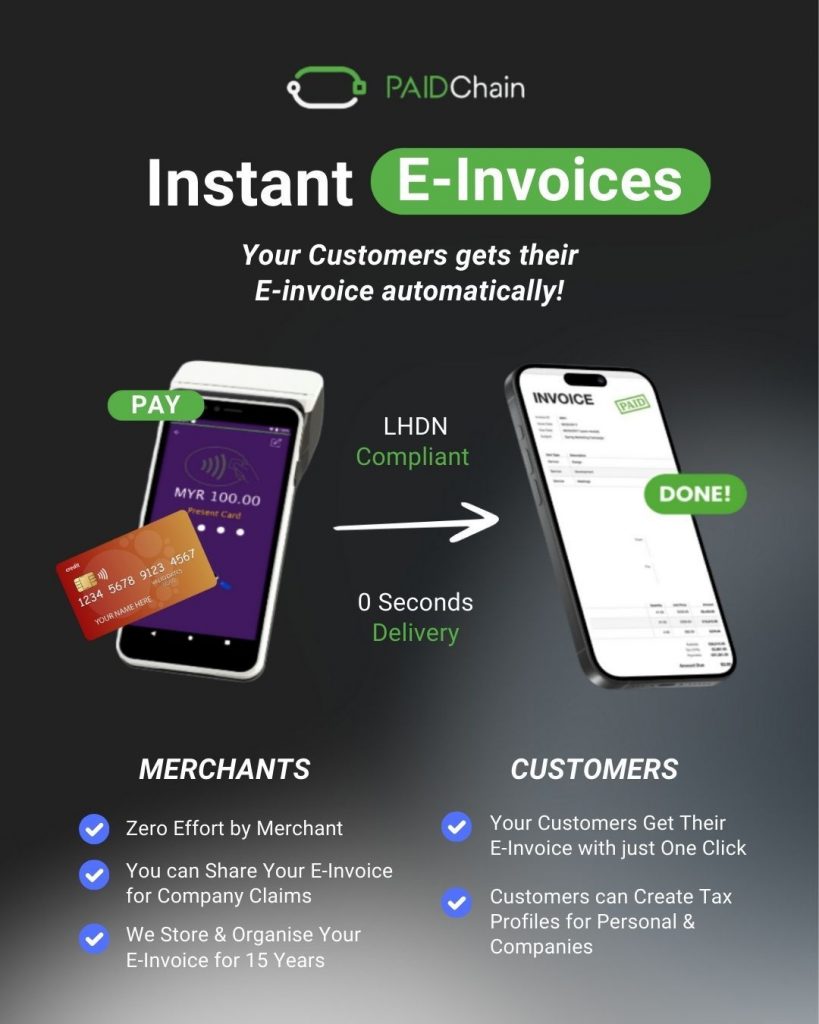 Paidchain generates e-Invoice instantly with zero effort