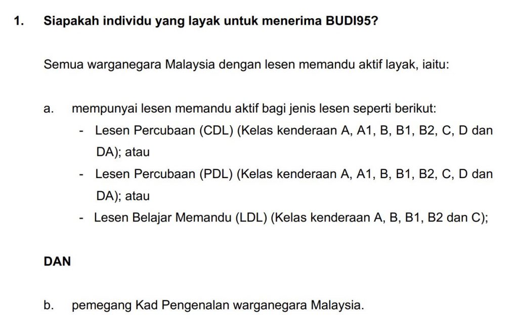 Check if you're eligible for RM1.99/L RON95 petrol 2 250925 BUDI95 check online eligibility 3