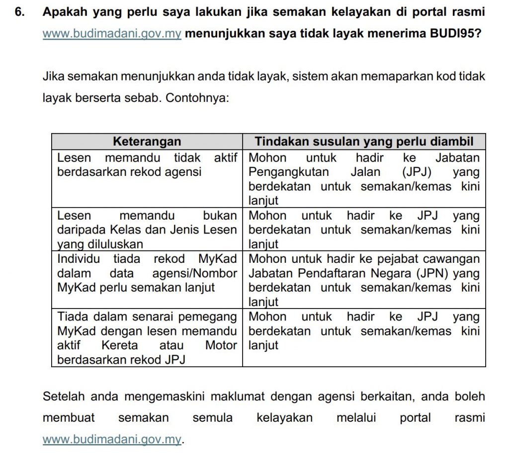 Check if you're eligible for RM1.99/L RON95 petrol 3 250925 BUDI95 not eligible JPJ