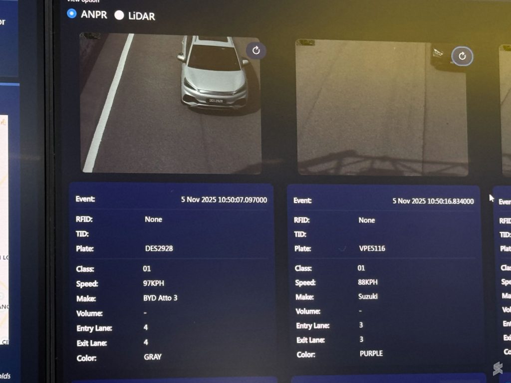 Touch 'n Go showcases Titan Flow MLFF with RFID, ANPR & LiDAR 7 251105 TNG Titan Flow MLFF 06 Screen ANPR
