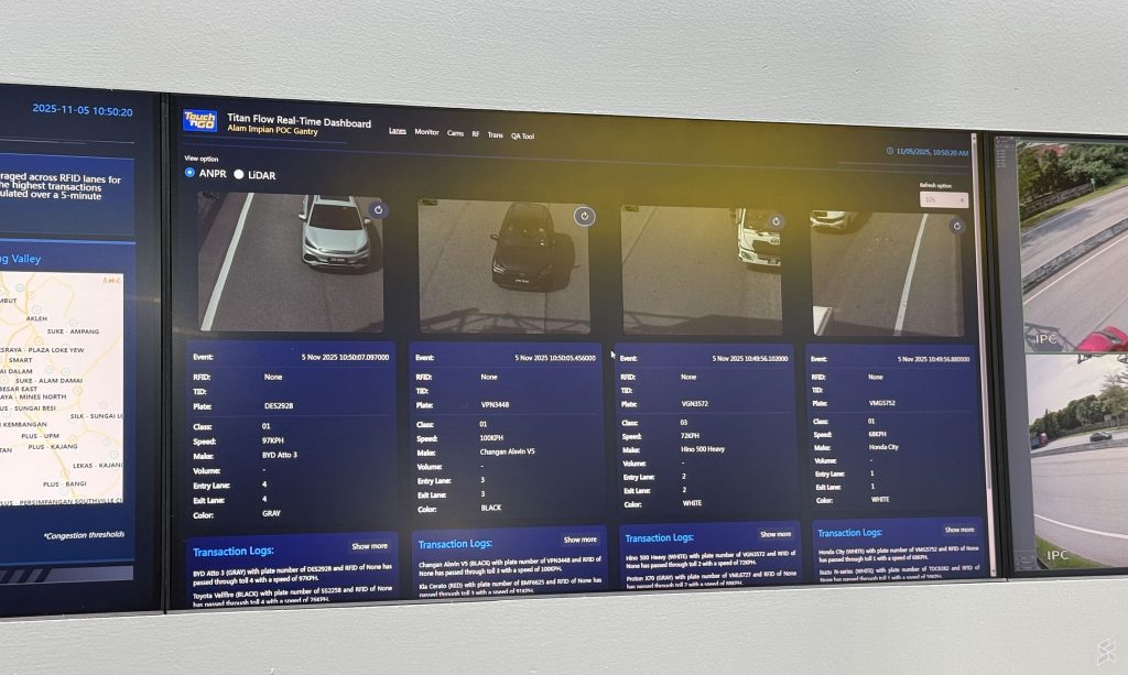Touch 'n Go showcases Titan Flow MLFF with RFID, ANPR & LiDAR 8 251105 TNG Titan Flow MLFF 07 Screen ANPR
