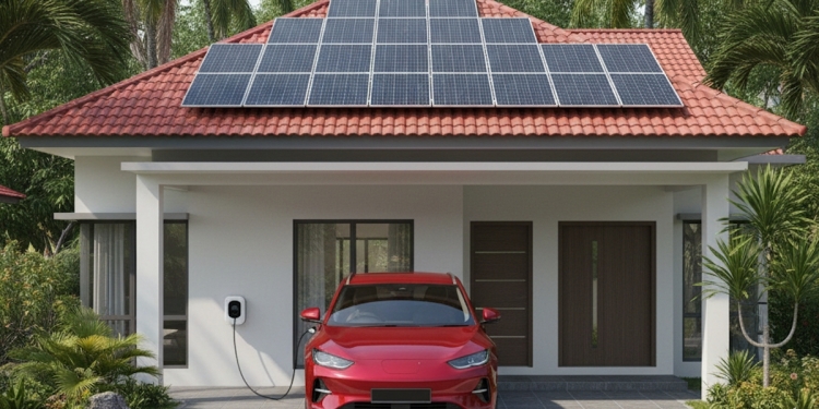 Home Rooftop Solar System with EV Charger
