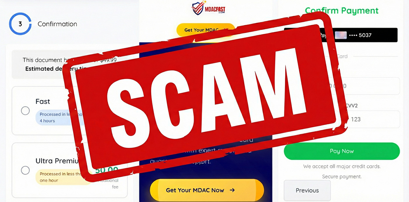 MDAC Scam in Malaysia: Tourist Charged RM145 on Fake Website
