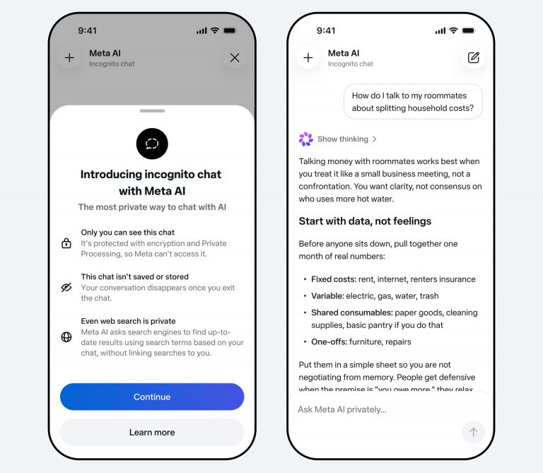 Meta introduces Incognito Chat with Meta AI for private AI ...