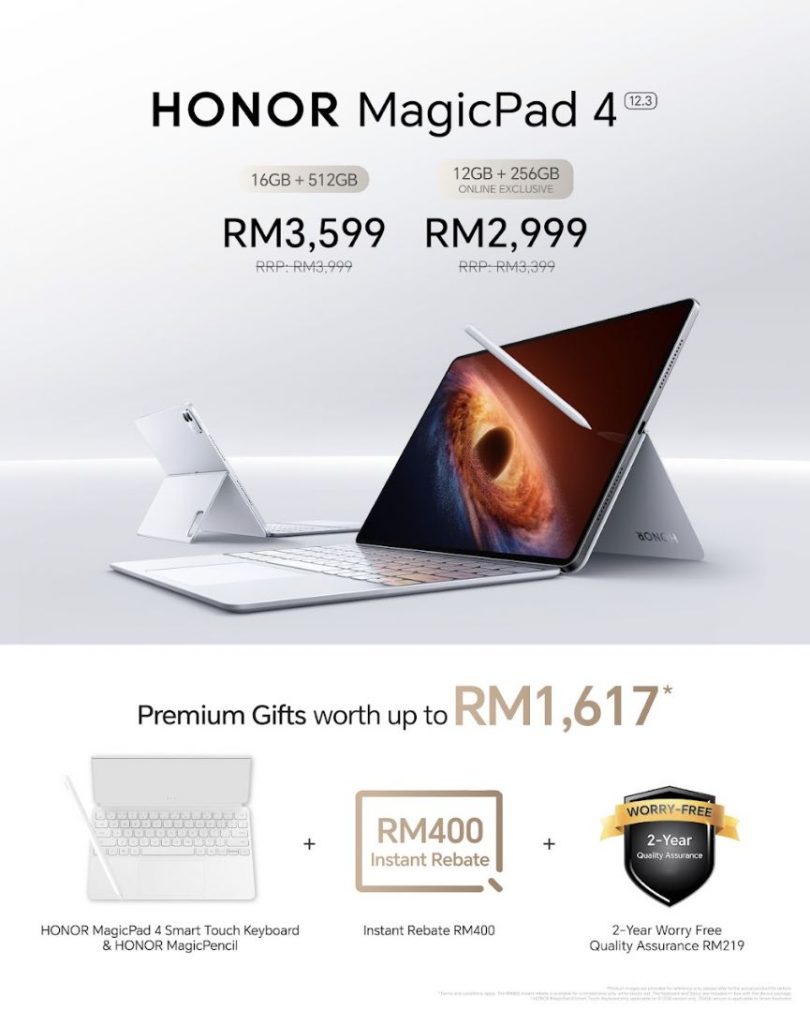 Honor MagicPad 4 Malaysia: This tablet runs Android and Linux, available from RM2,999